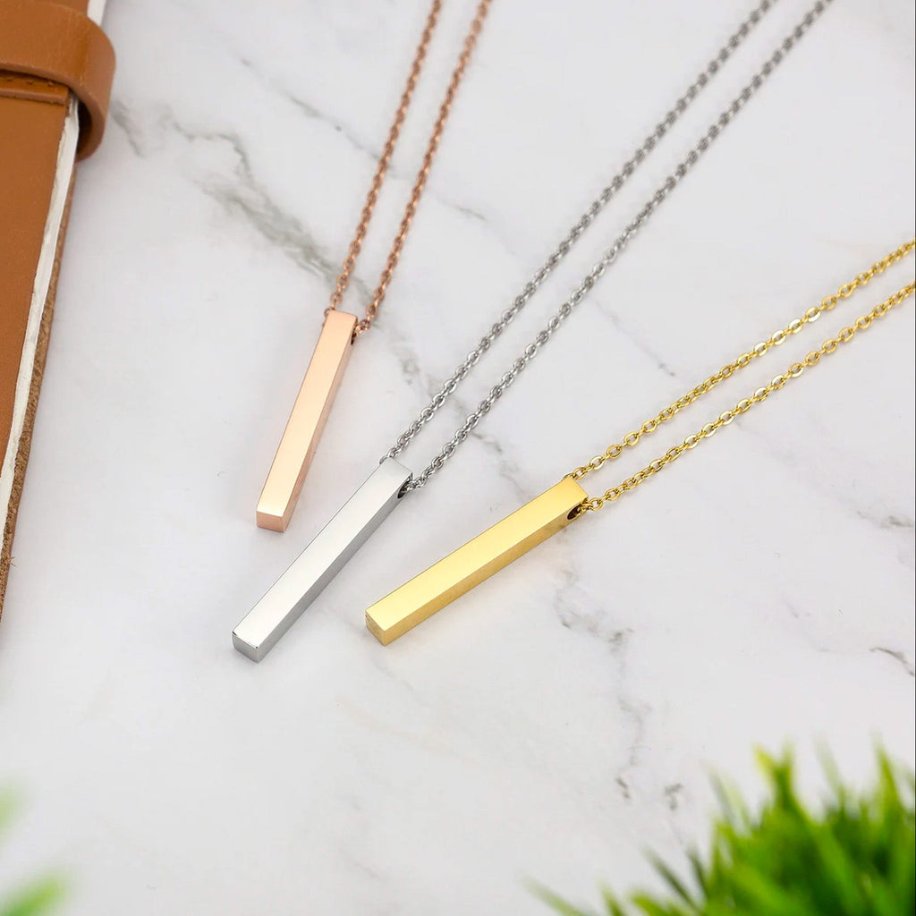  cube pendant gold silver and black with chain stainless steel jewelry custom name 