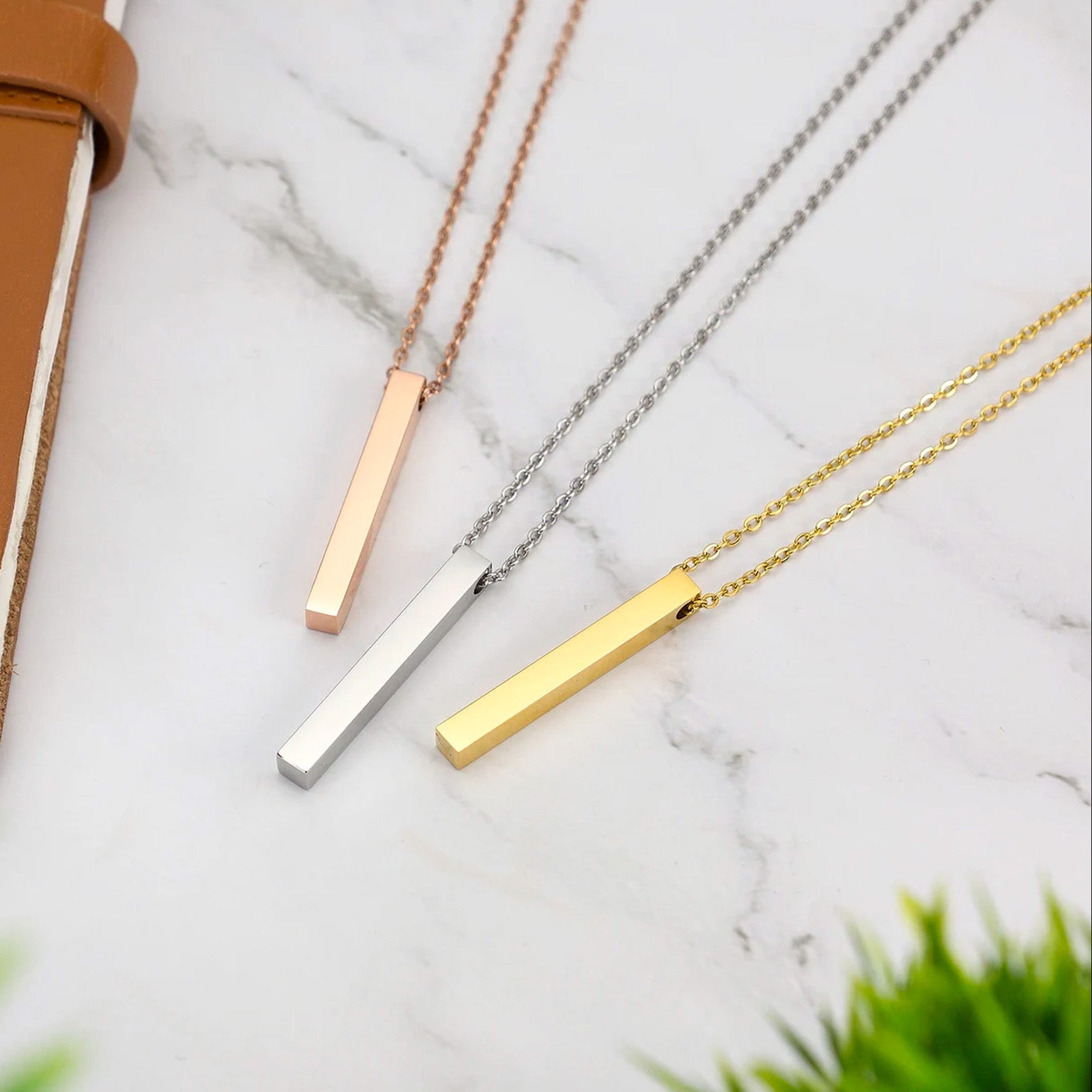  cube pendant gold silver and black with chain stainless steel jewelry custom name 