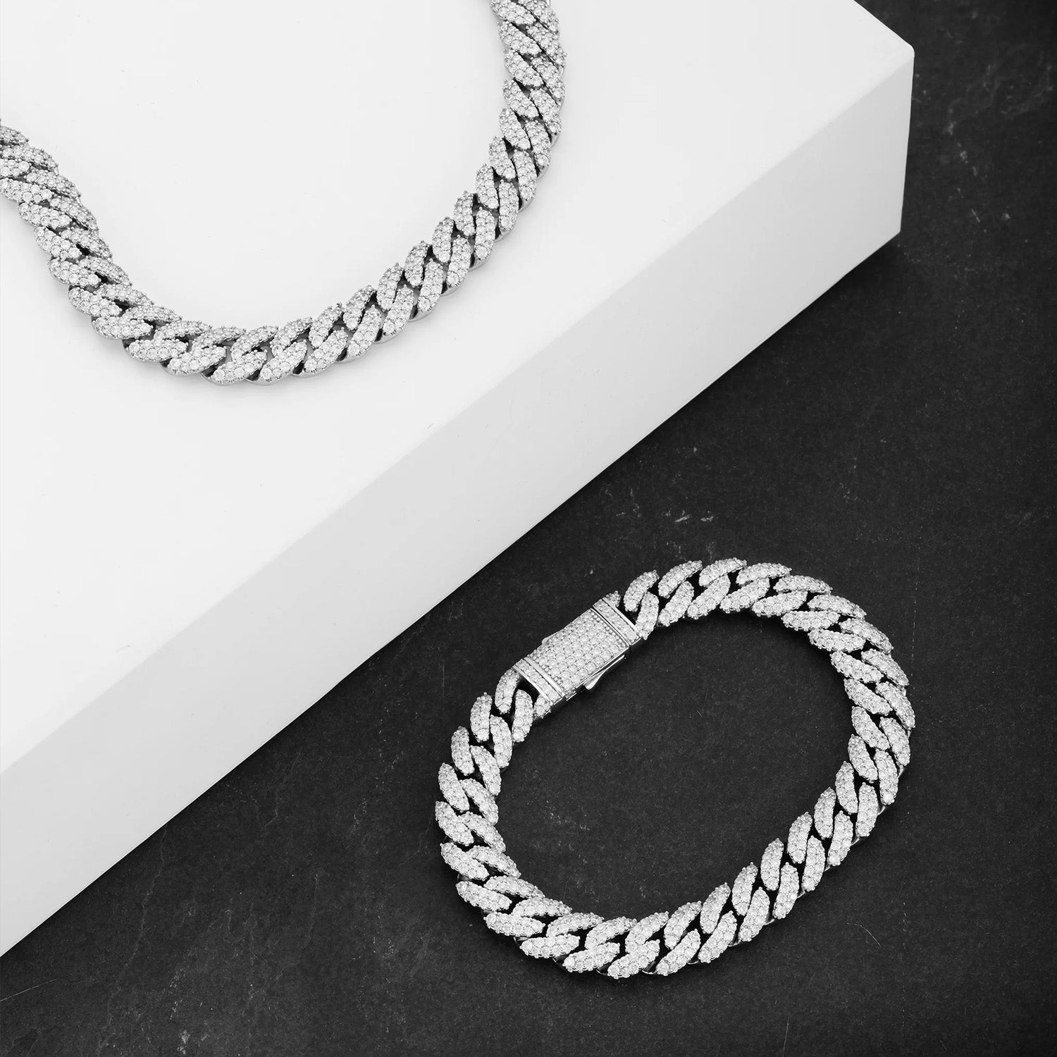 ICED CUBAN BRACELET - SILVER